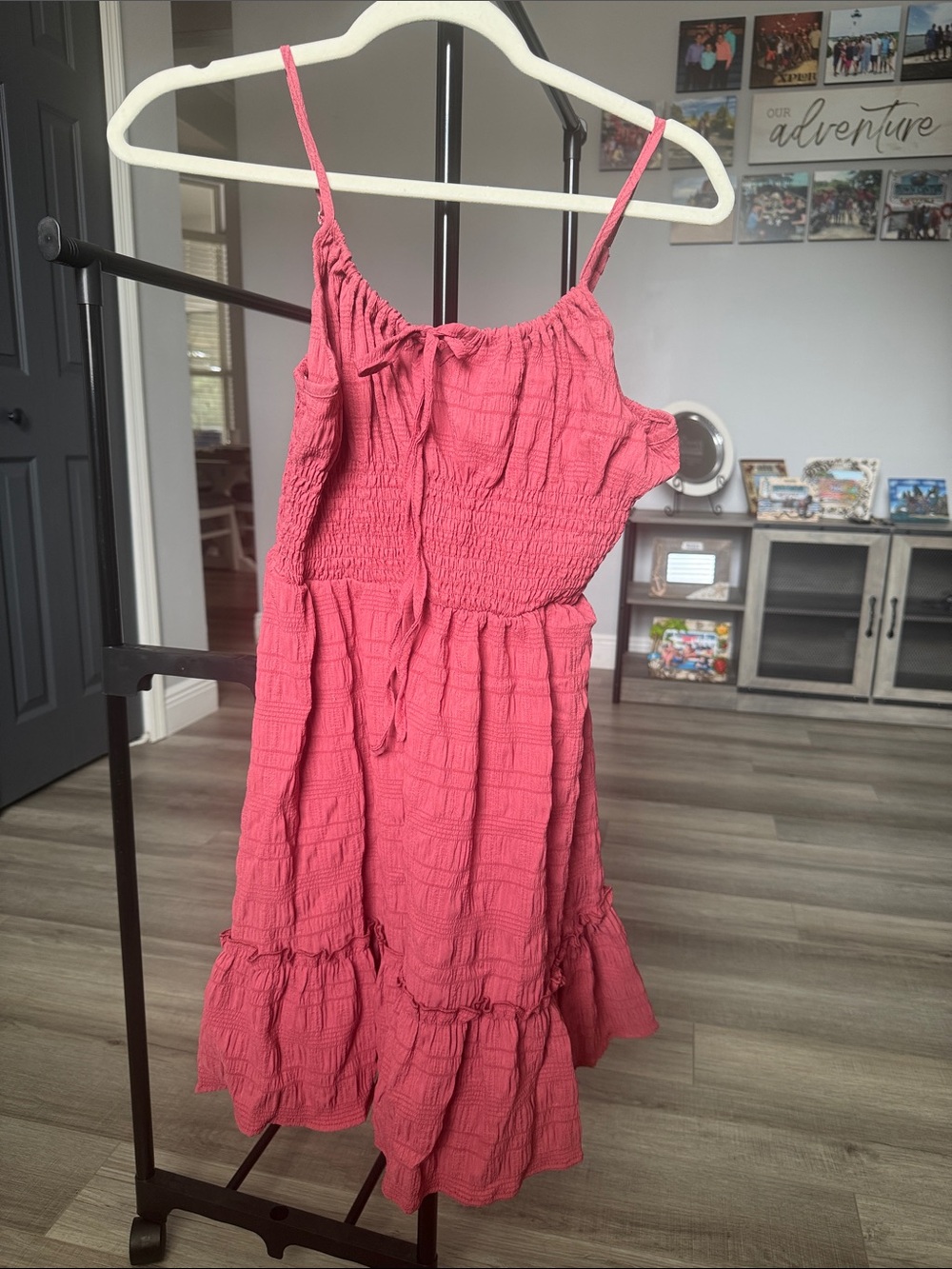 SHEIN Pink Smocked Mini Sundress with Ruffle Hem